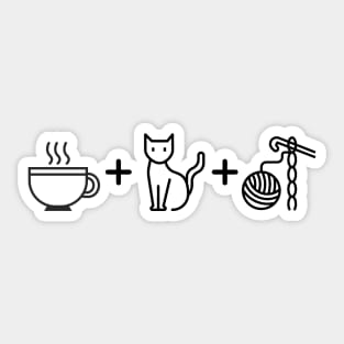 Coffee, Cats & Crochet - white Sticker